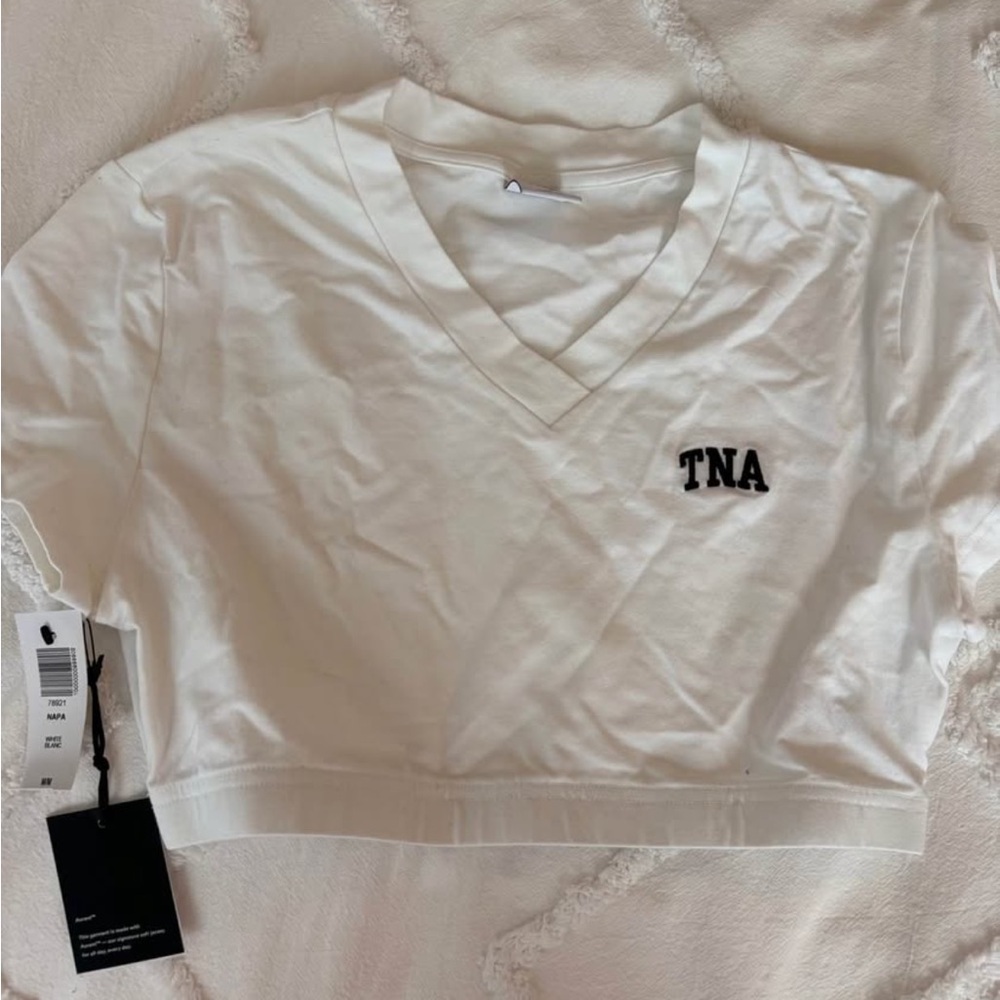 TNA Cream V-Neck Crop Top